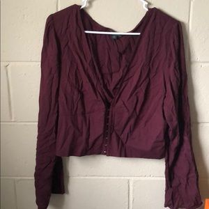 Long Sleeve Flouncy Sexy Burgundy/Maroon Top